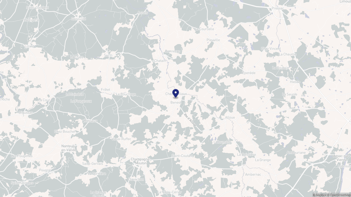 Aperçu cartographique de Benest, centré sur la commune
