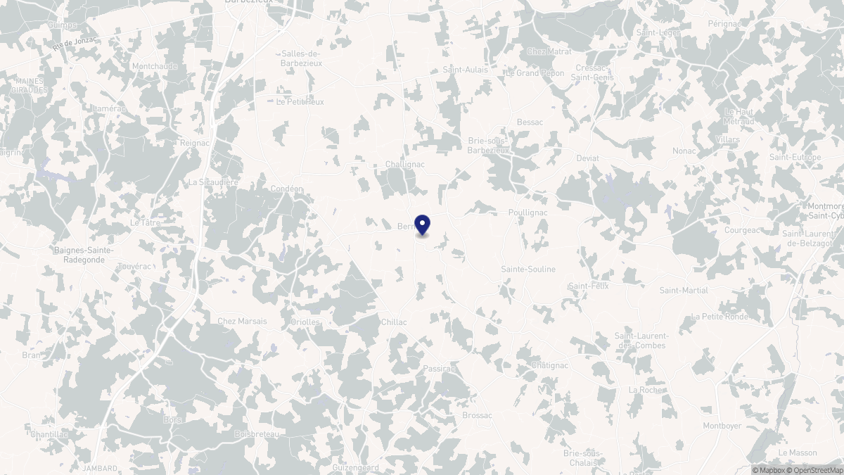 Aperçu cartographique de Berneuil, centré sur la commune