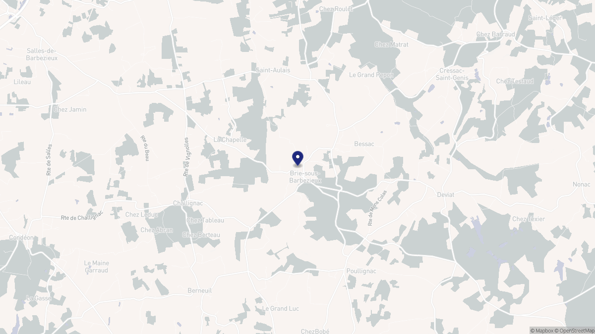 Aperçu cartographique de Brie-sous-Barbezieux, centré sur la commune
