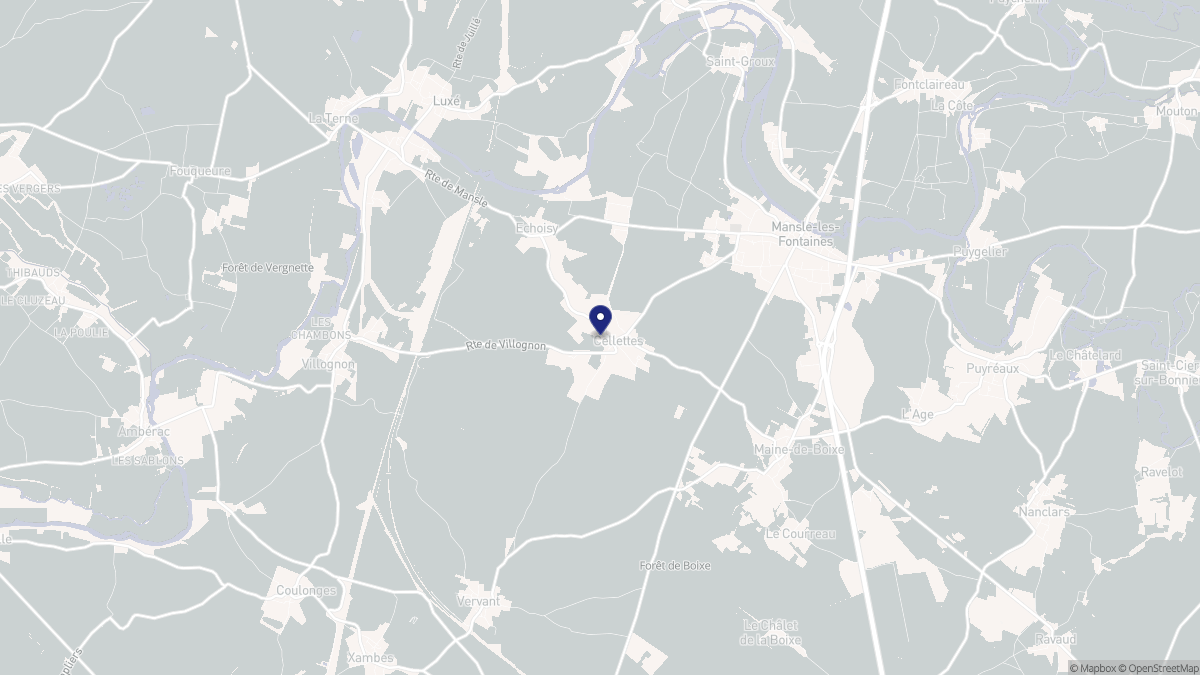 Aperçu cartographique de Cellettes, centré sur la commune