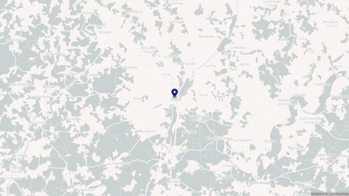 Aperçu cartographique de Chalais, centré sur la commune