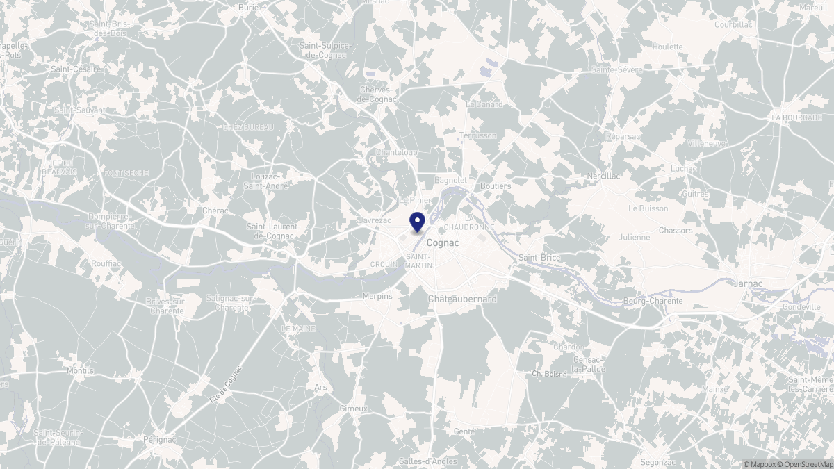 Aperçu cartographique de Cognac, centré sur la commune