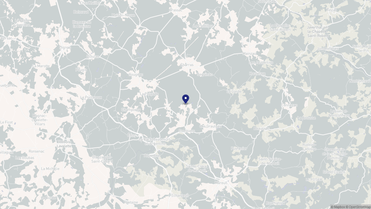 Aperçu cartographique de Combiers, centré sur la commune