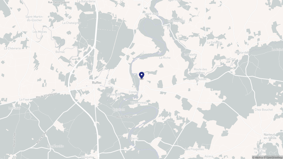 Aperçu cartographique de Condac, centré sur la commune