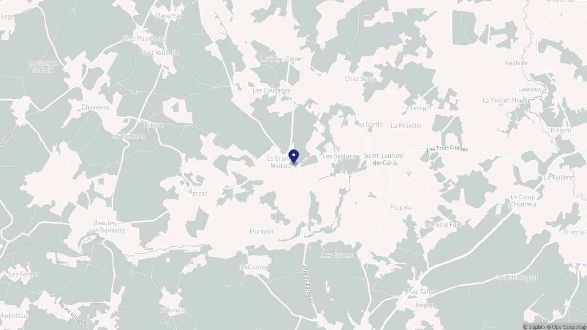 Aperçu cartographique de Le Grand-Madieu, centré sur la commune
