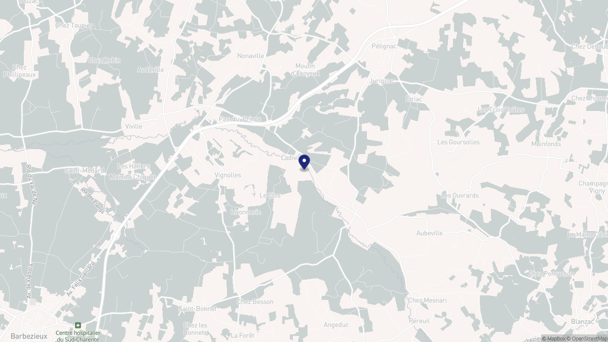 Aperçu cartographique de Ladiville, centré sur la commune