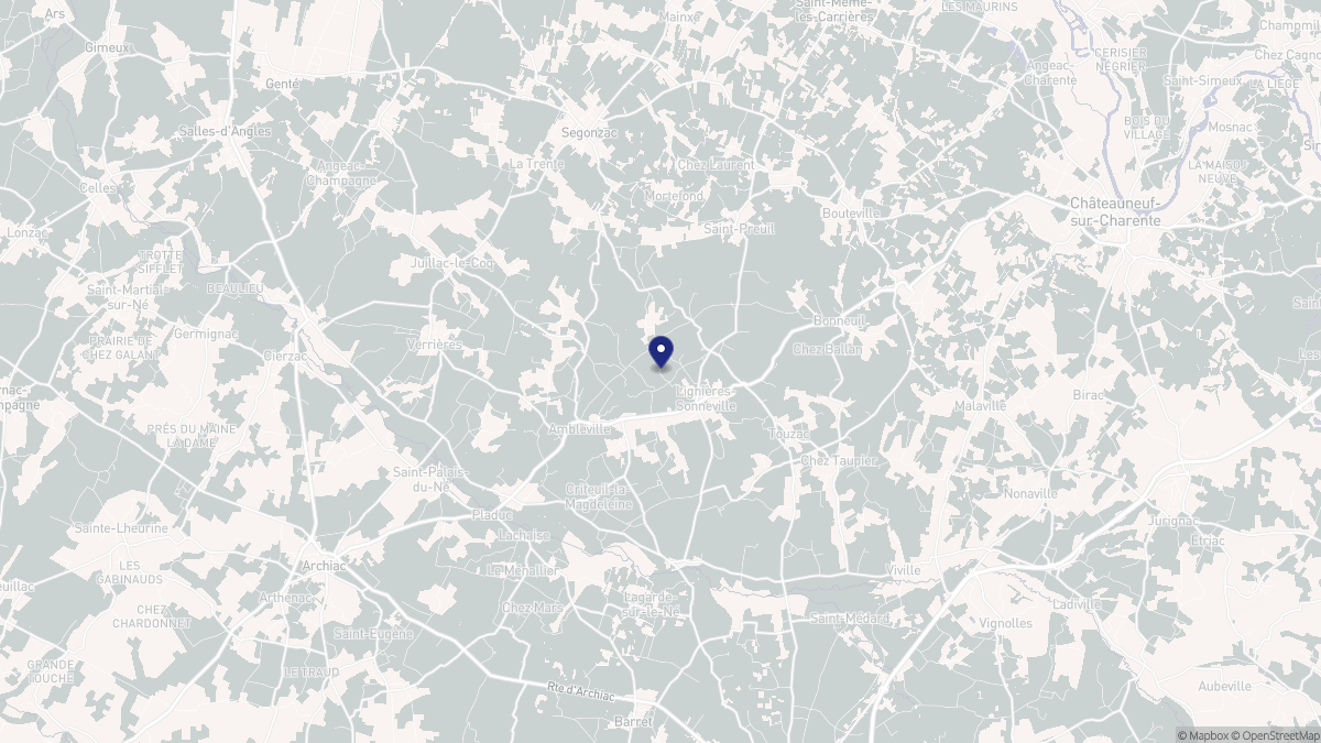 Aperçu cartographique de Lignières-Ambleville, centré sur la commune