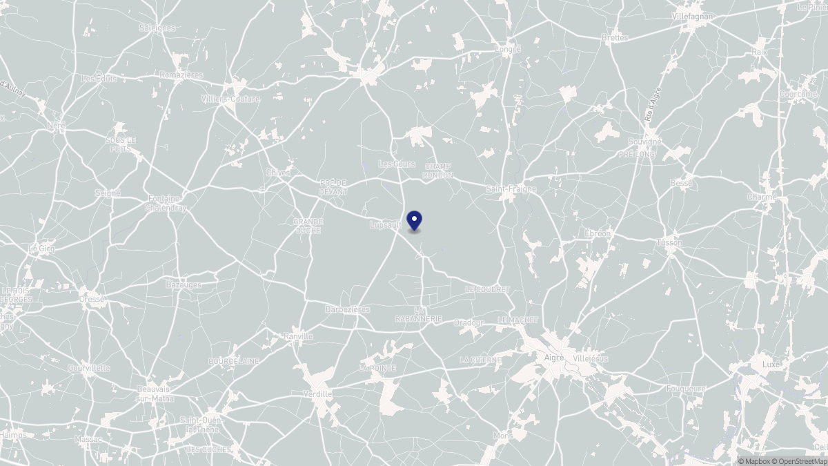 Aperçu cartographique de Lupsault, centré sur la commune