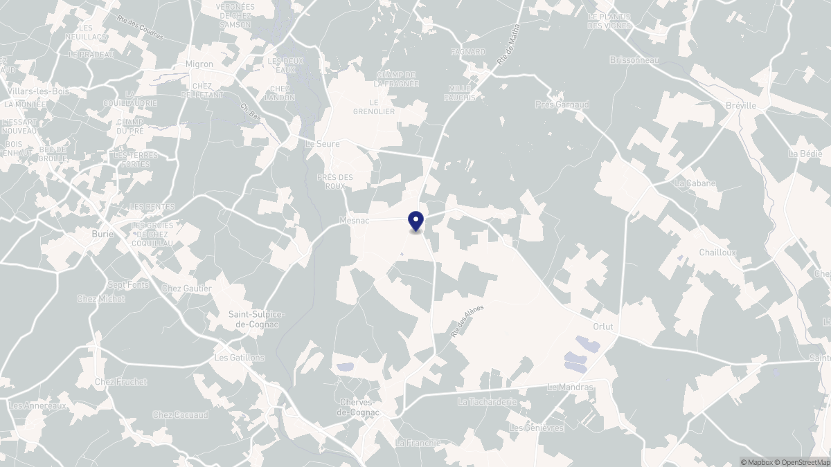 Aperçu cartographique de Mesnac, centré sur la commune