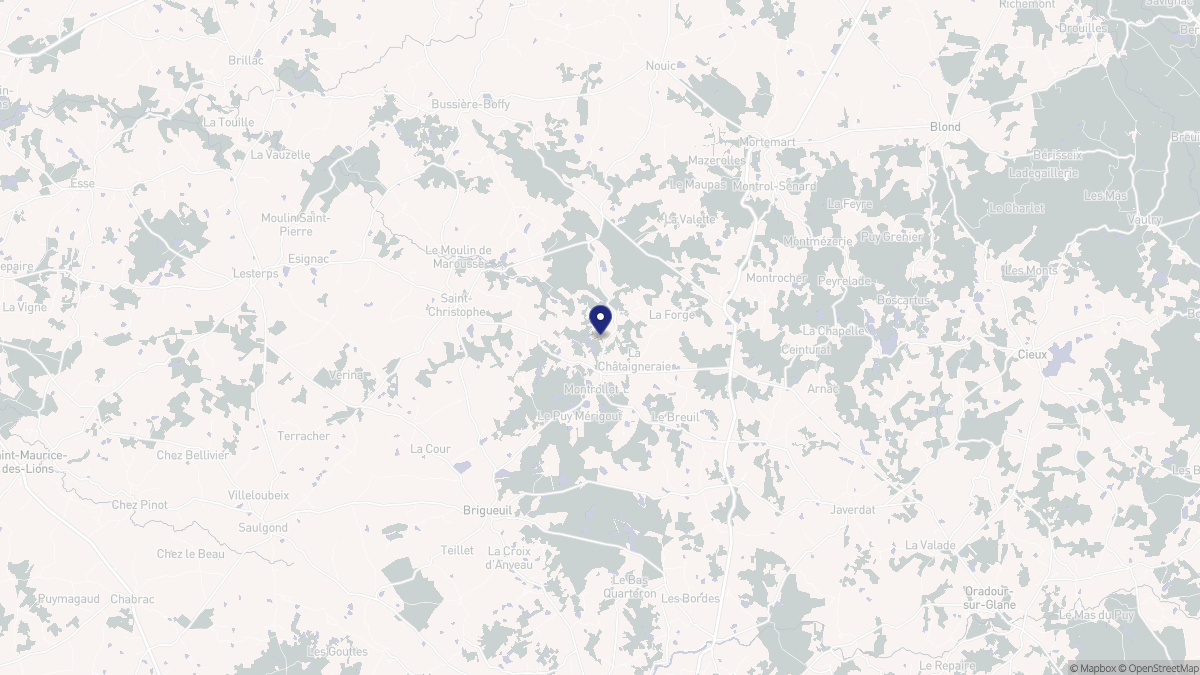 Aperçu cartographique de Montrollet, centré sur la commune
