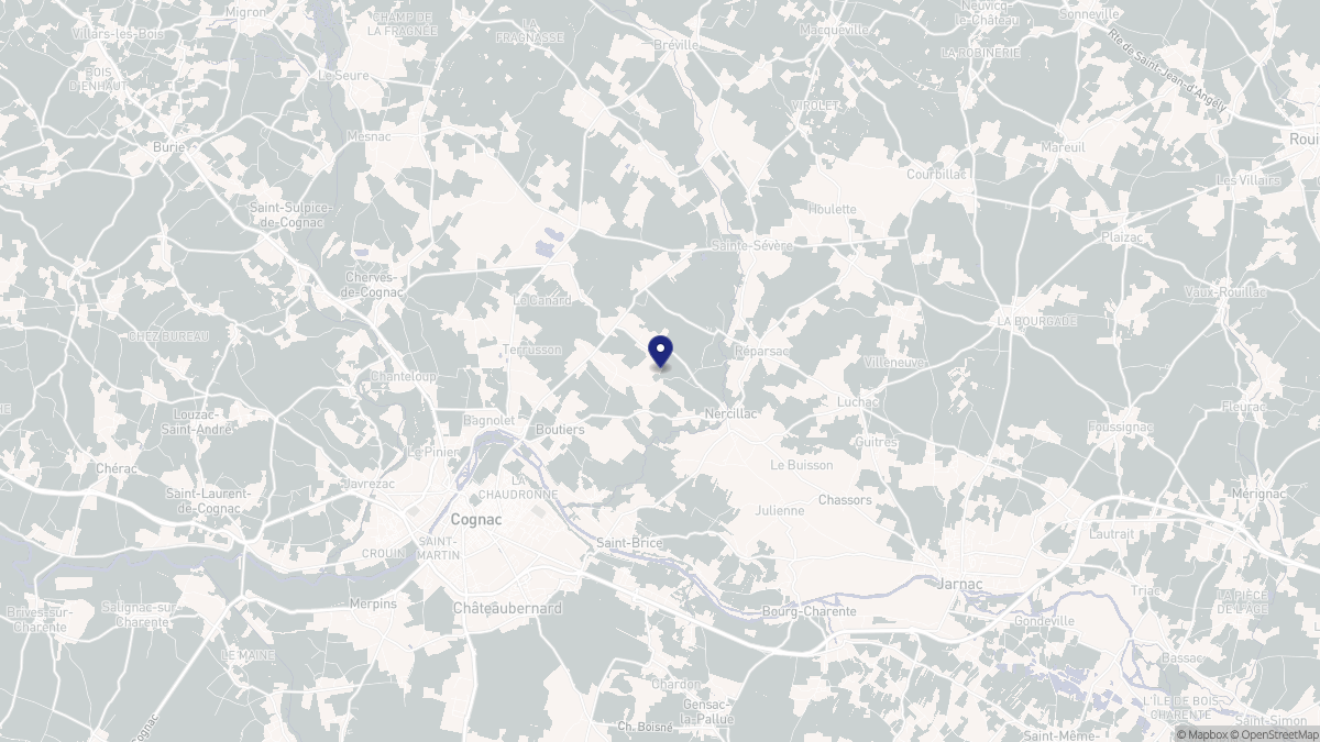 Aperçu cartographique de Nercillac, centré sur la commune