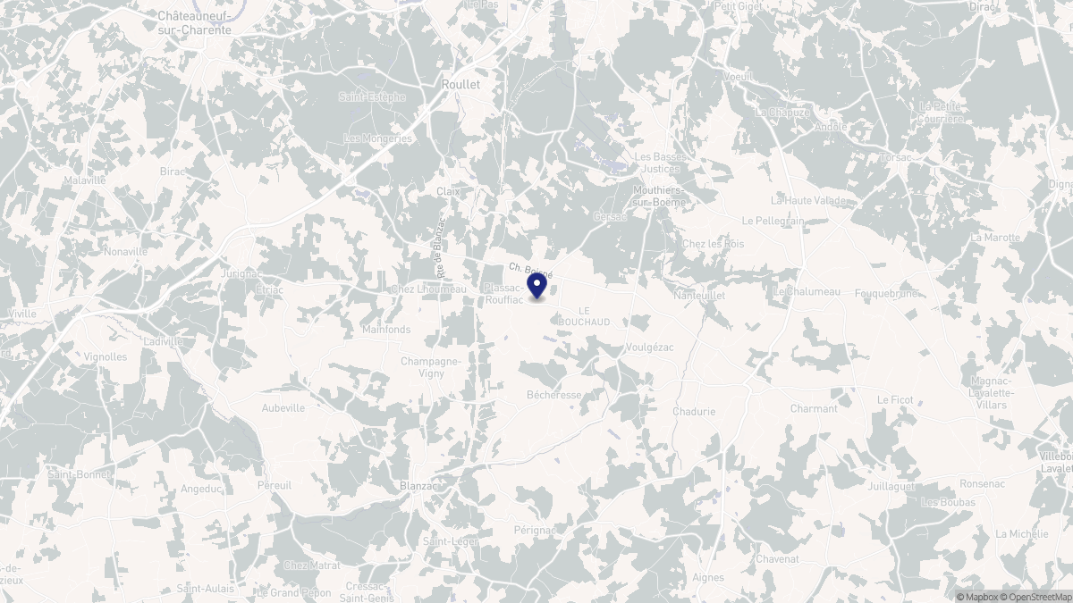 Aperçu cartographique de Plassac-Rouffiac, centré sur la commune