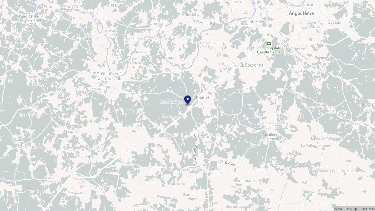 Aperçu cartographique de Roullet-Saint-Estèphe, centré sur la commune