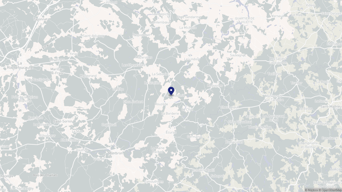 Aperçu cartographique de Rouzède, centré sur la commune