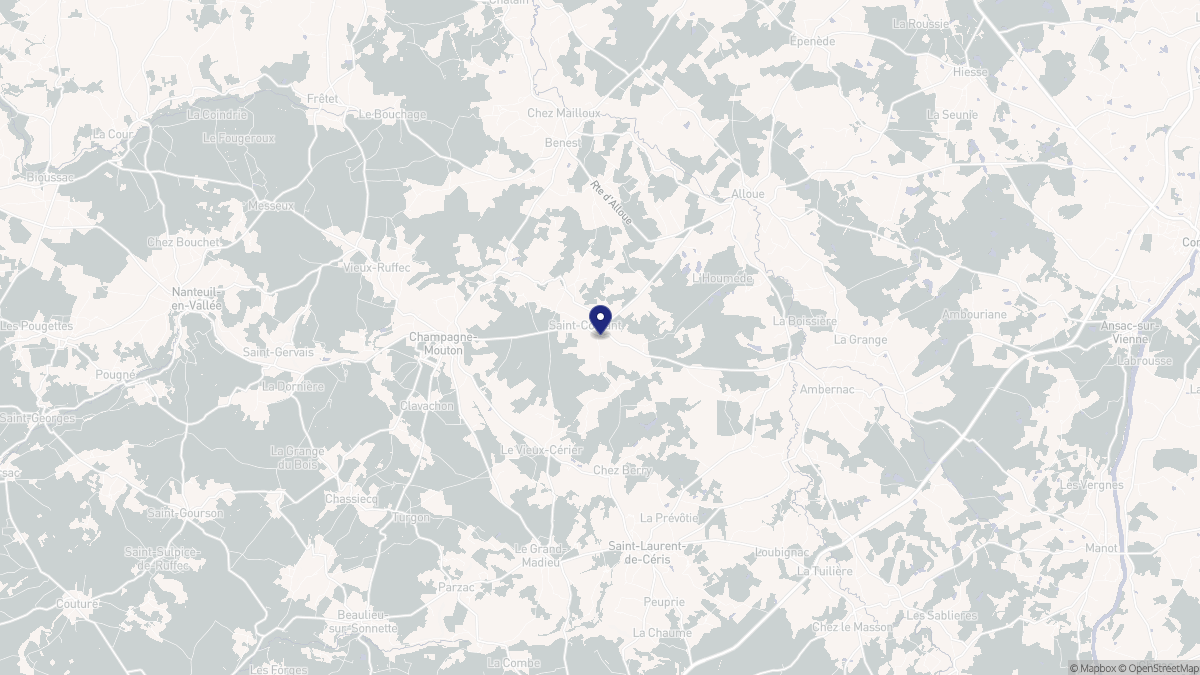 Aperçu cartographique de Saint-Coutant, centré sur la commune