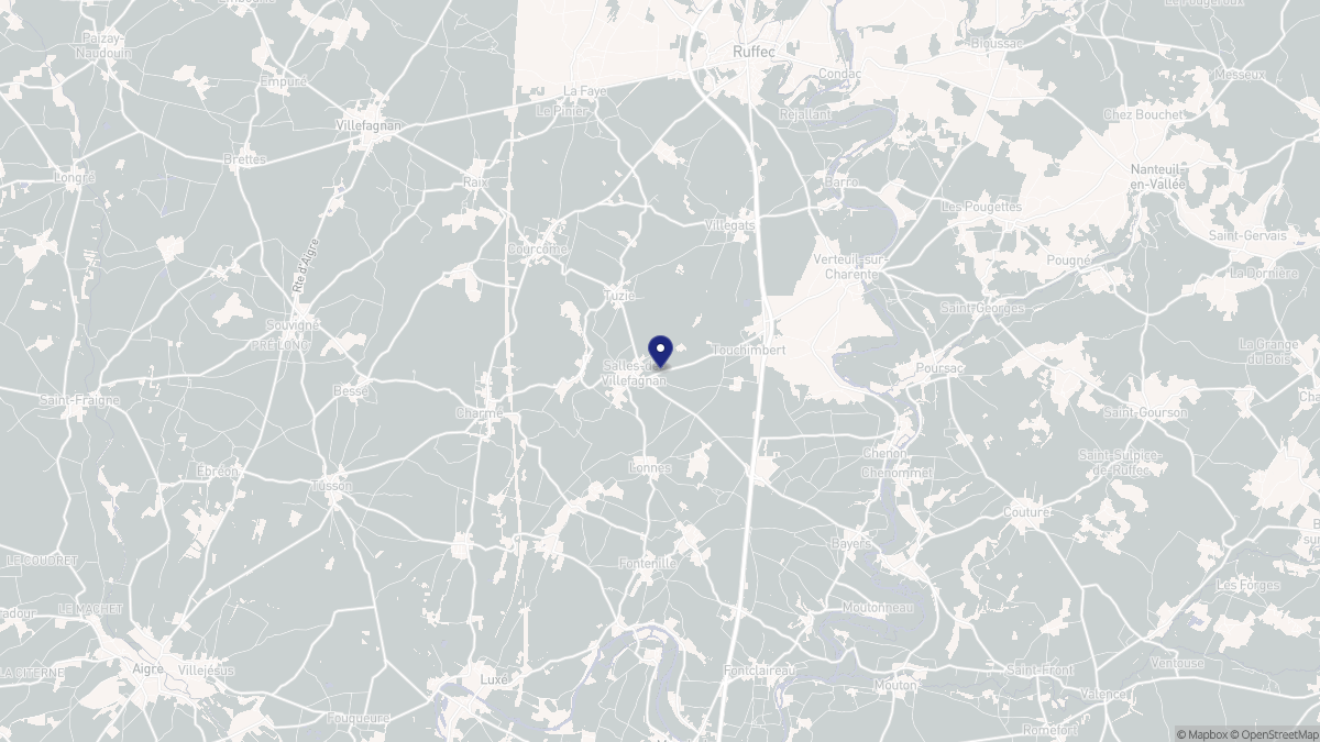 Aperçu cartographique de Salles-de-Villefagnan, centré sur la commune