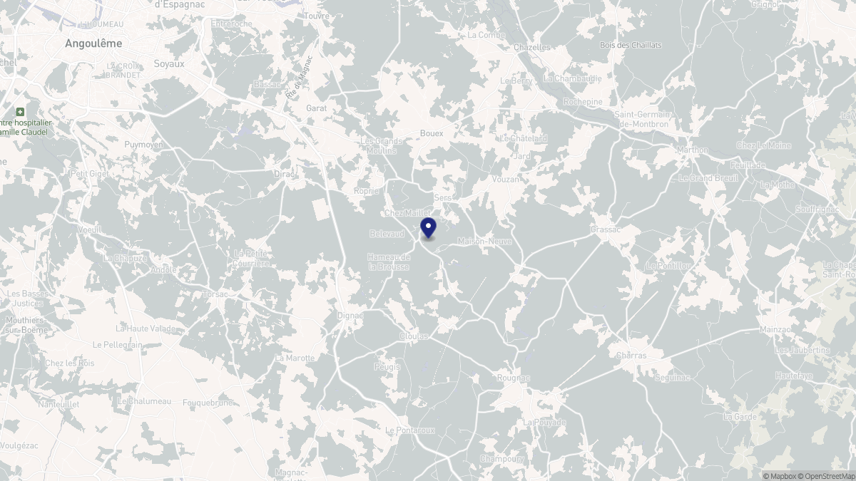 Aperçu cartographique de Sers, centré sur la commune