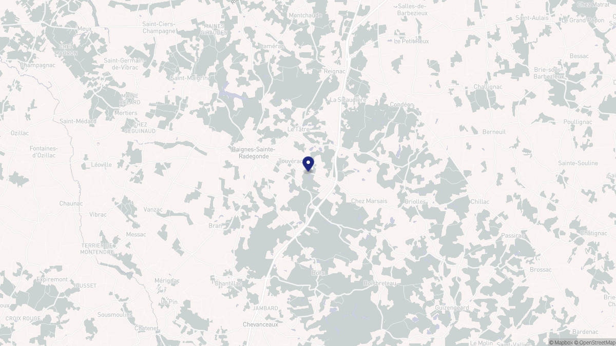 Aperçu cartographique de Touvérac, centré sur la commune