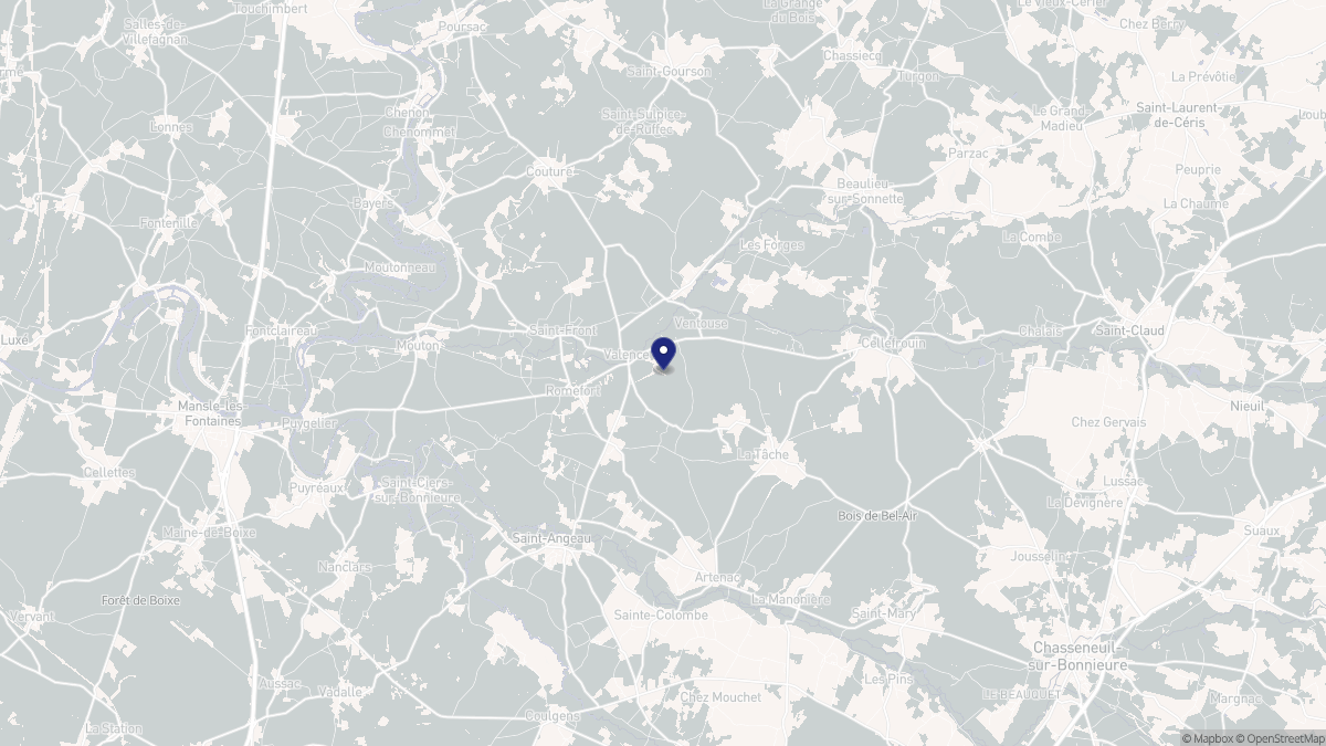 Aperçu cartographique de Valence, centré sur la commune