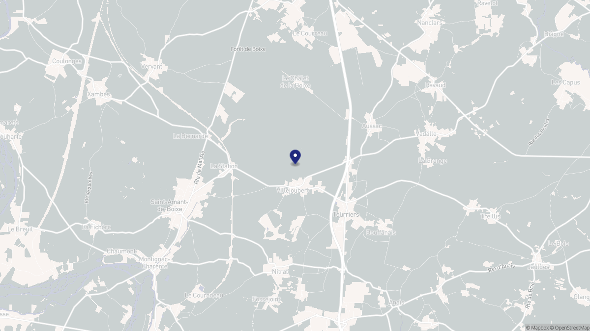 Aperçu cartographique de Villejoubert, centré sur la commune