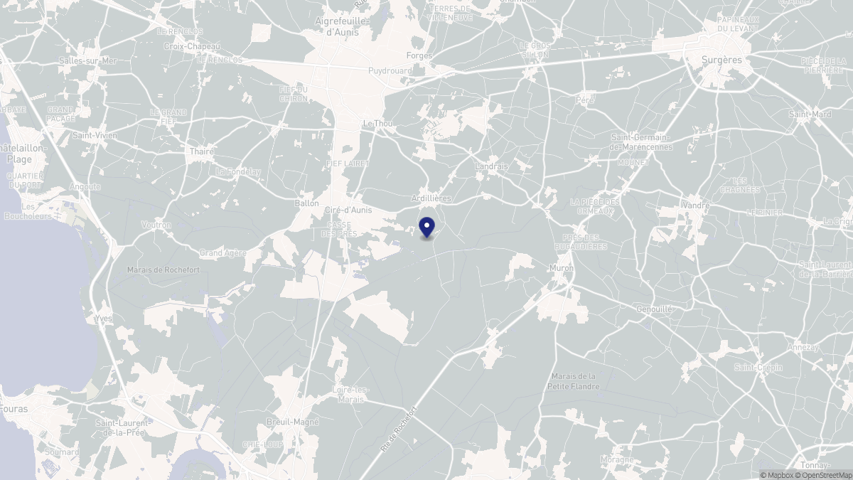 Aperçu cartographique de Ardillières, centré sur la commune