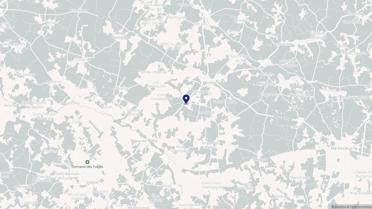 Aperçu cartographique de Arthenac, centré sur la commune