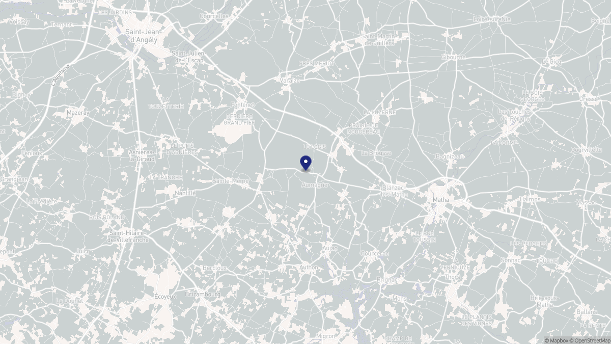 Aperçu cartographique de Aumagne, centré sur la commune