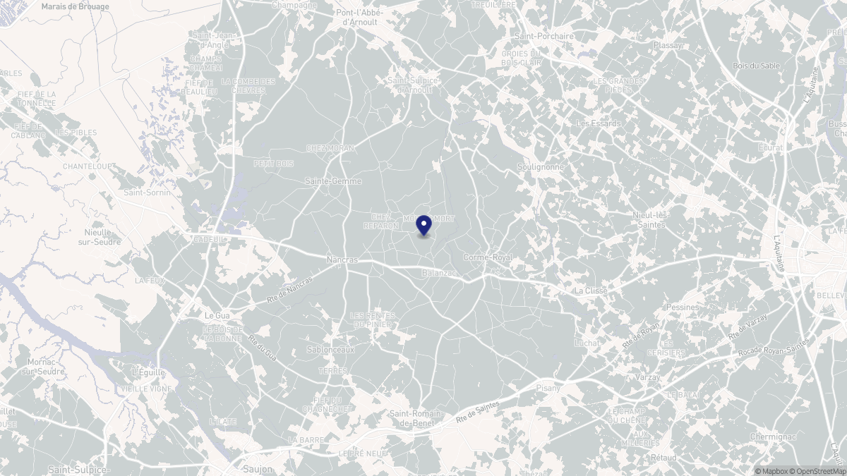 Aperçu cartographique de Balanzac, centré sur la commune