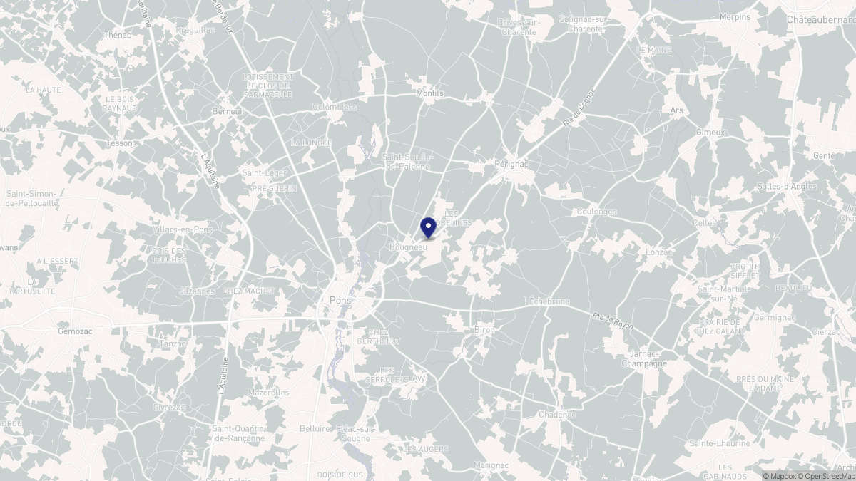 Aperçu cartographique de Bougneau, centré sur la commune