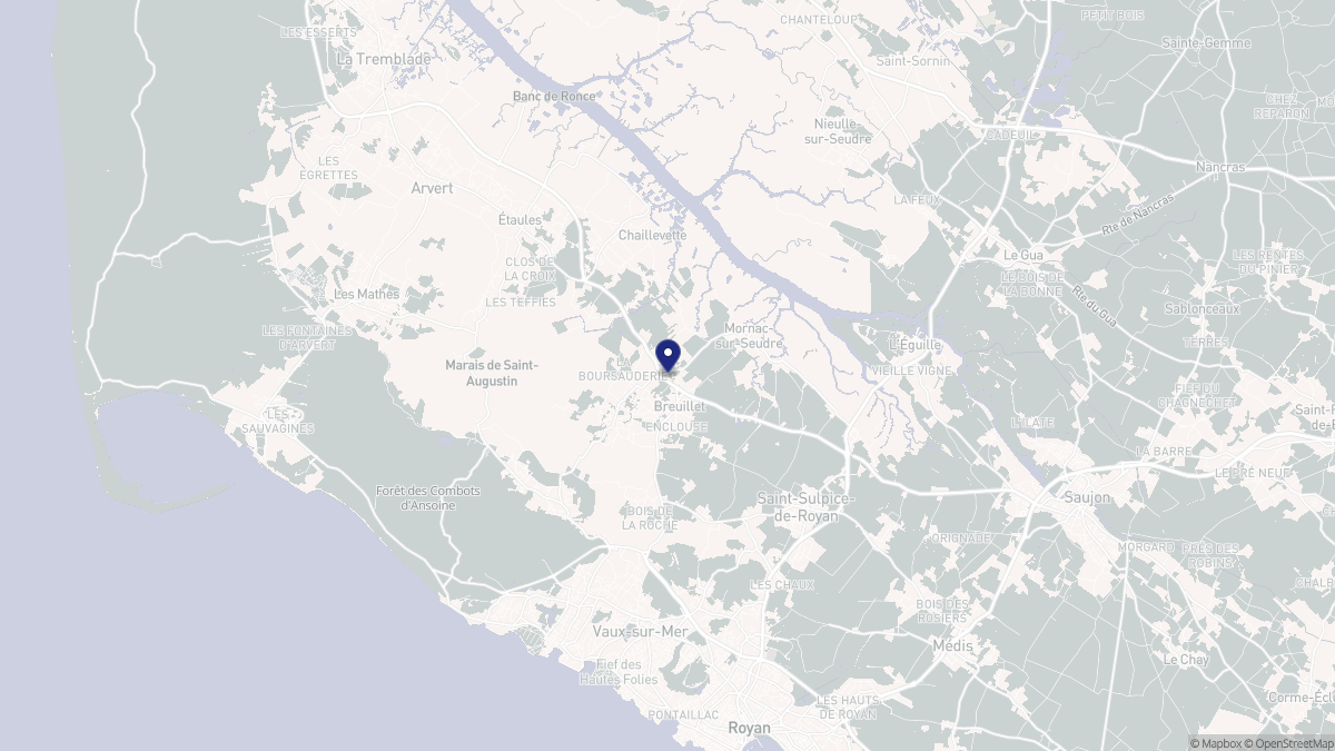 Aperçu cartographique de Breuillet, centré sur la commune