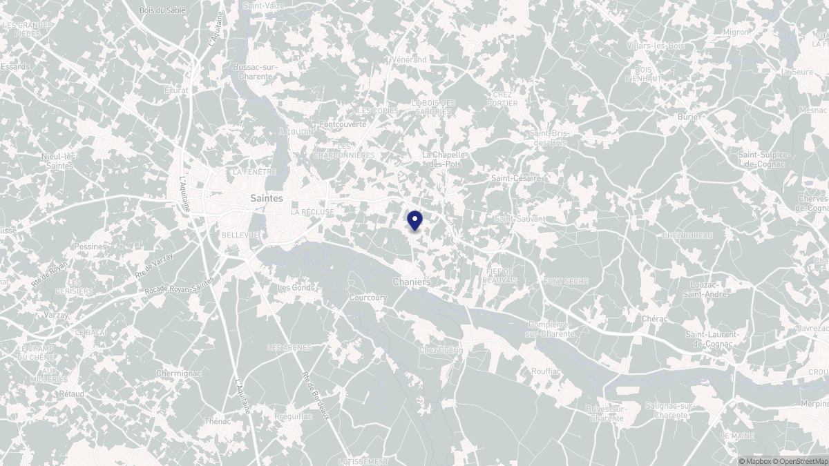 Aperçu cartographique de Chaniers, centré sur la commune