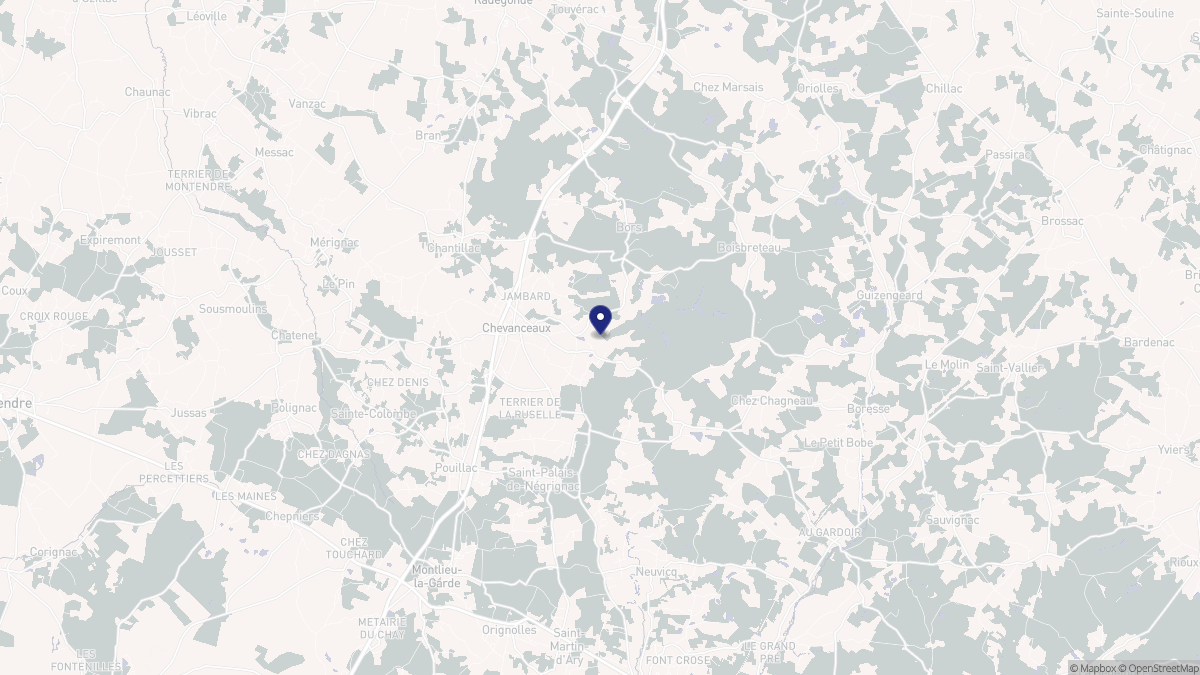 Aperçu cartographique de Chevanceaux, centré sur la commune