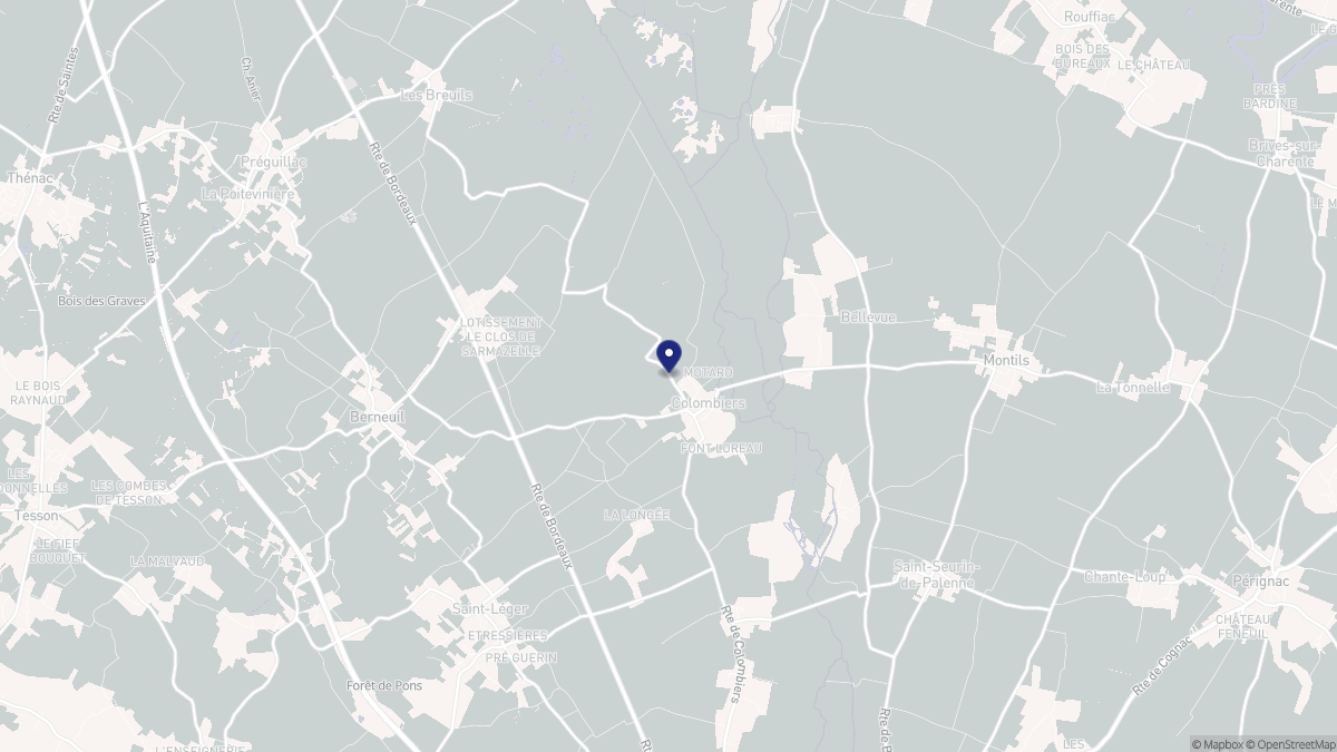 Aperçu cartographique de Colombiers, centré sur la commune