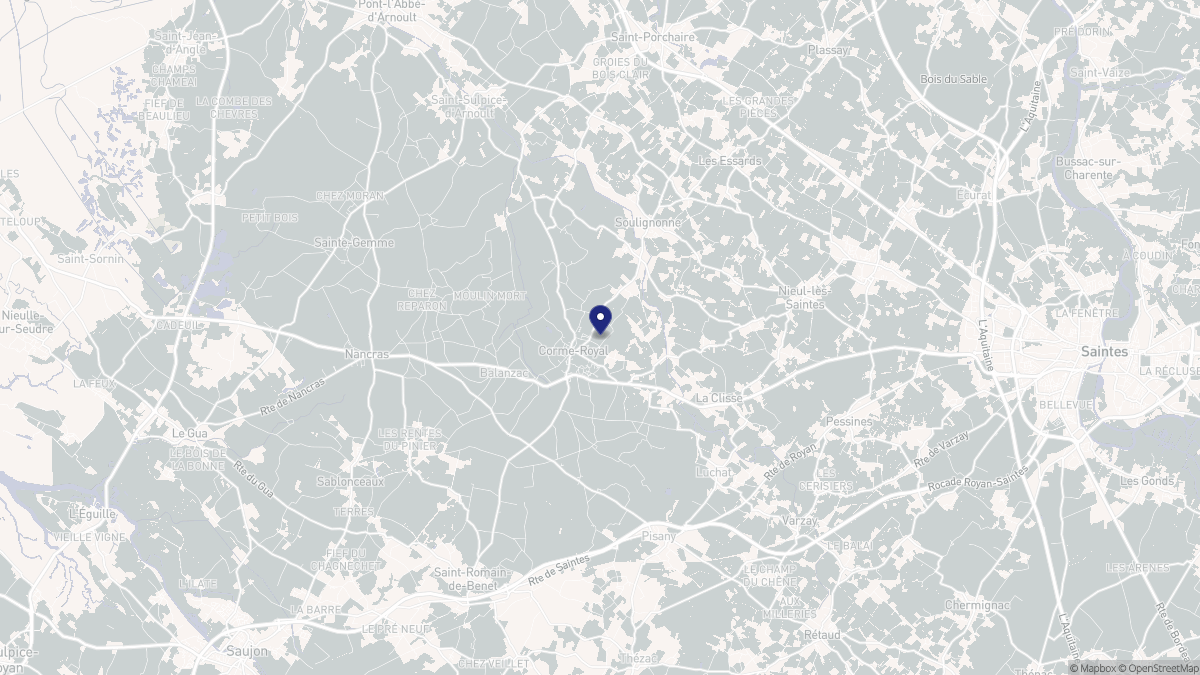Aperçu cartographique de Corme-Royal, centré sur la commune
