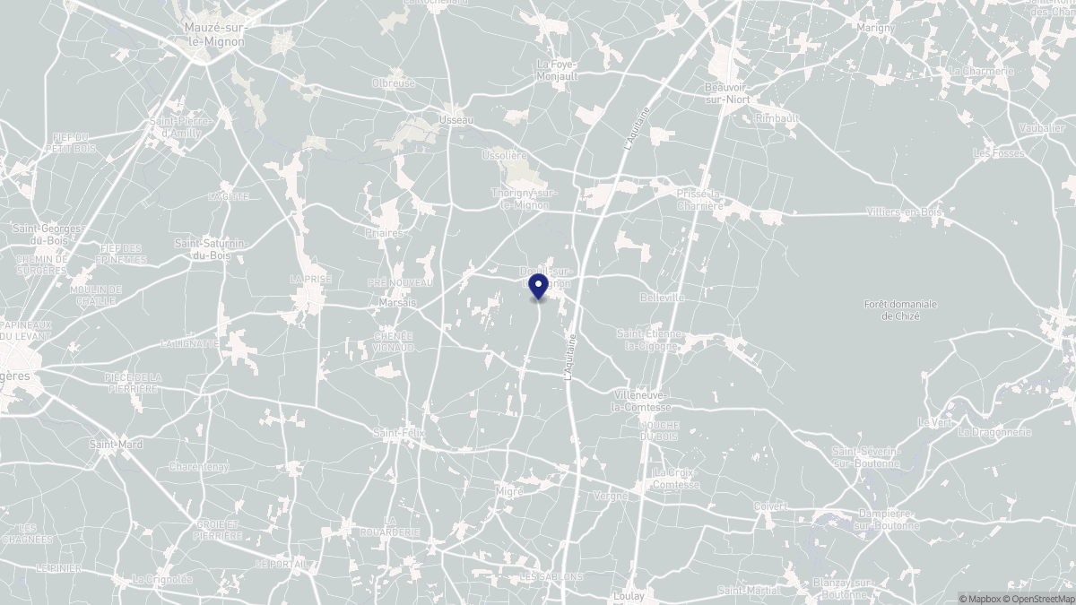 Aperçu cartographique de Dœuil-sur-le-Mignon, centré sur la commune