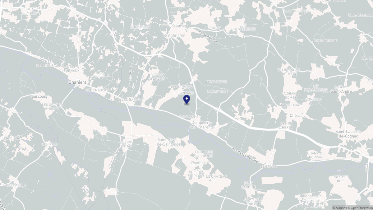 Aperçu cartographique de Dompierre-sur-Charente, centré sur la commune