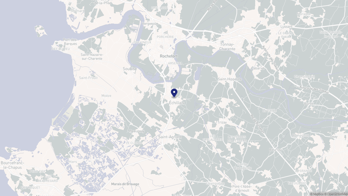 Aperçu cartographique de Échillais, centré sur la commune