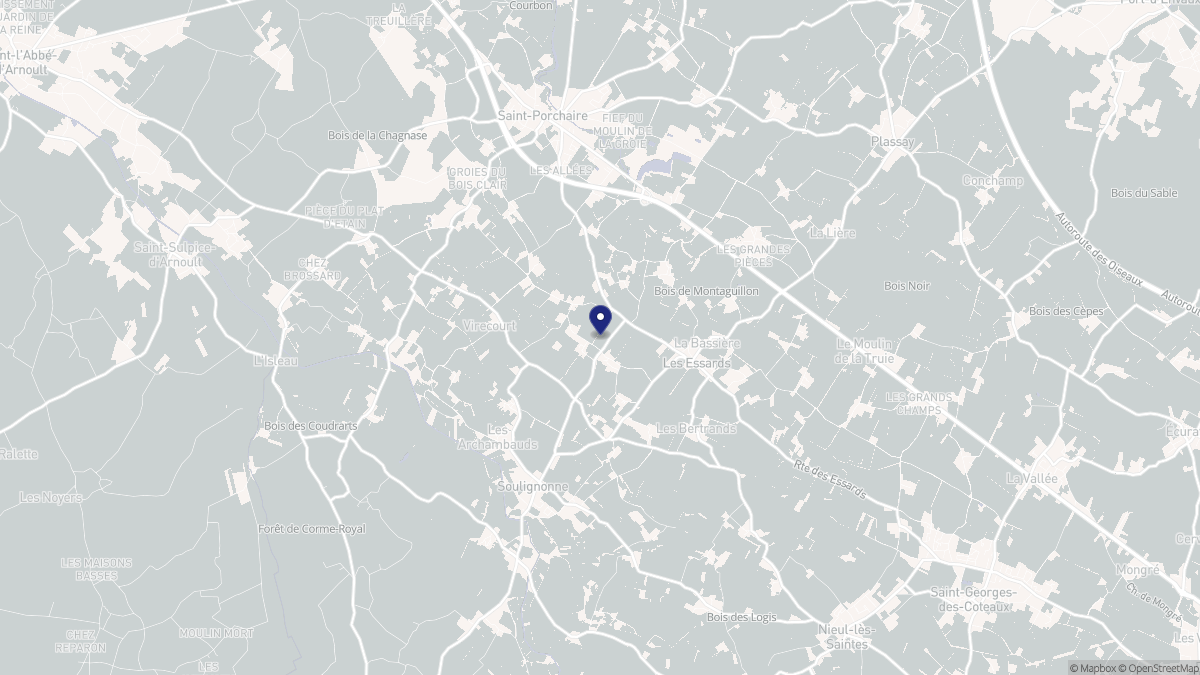 Aperçu cartographique de Les Essards, centré sur la commune