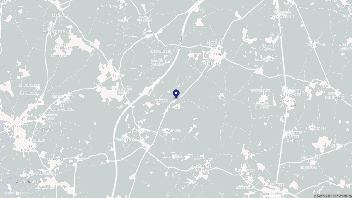 Aperçu cartographique de Fenioux, centré sur la commune