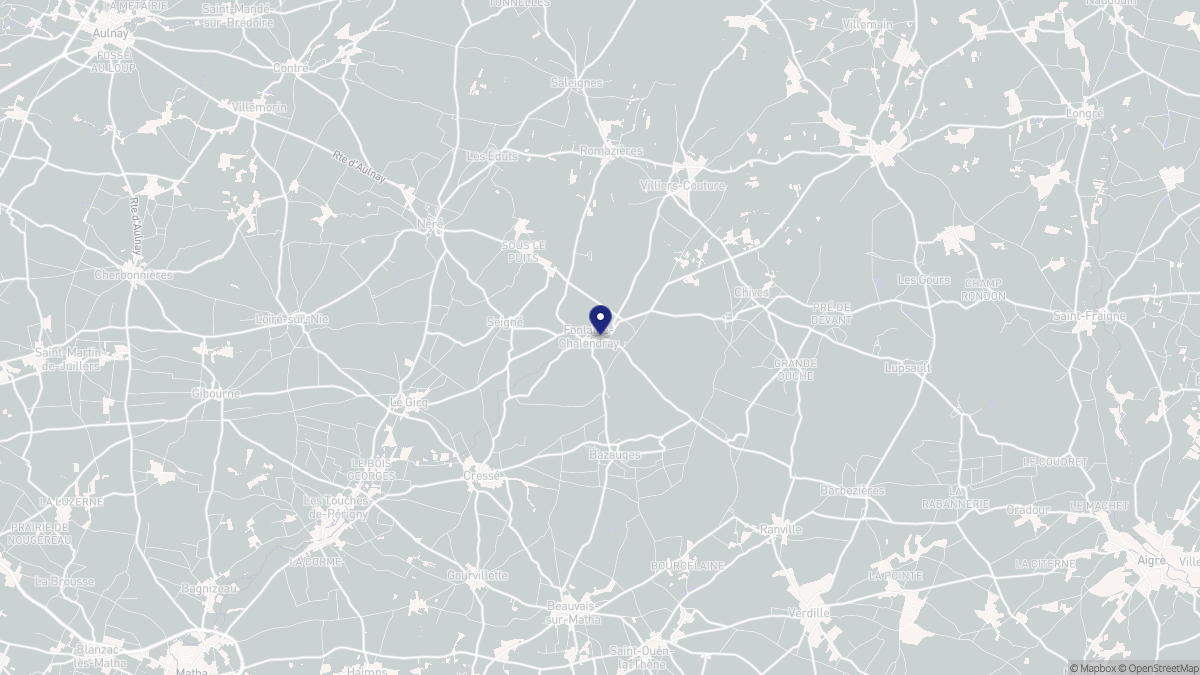 Aperçu cartographique de Fontaine-Chalendray, centré sur la commune