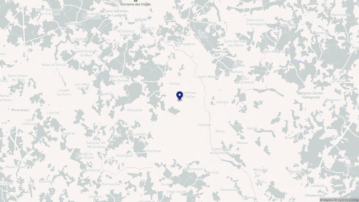 Aperçu cartographique de Fontaines-d'Ozillac, centré sur la commune