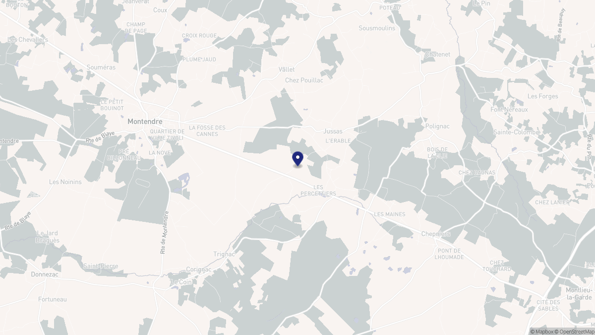 Aperçu cartographique de Jussas, centré sur la commune
