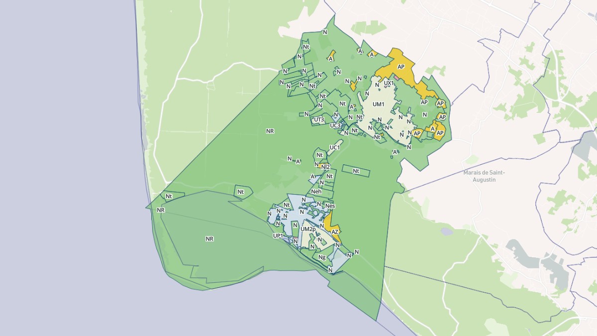 Aperçu cartographique de Les Mathes, centré sur la commune