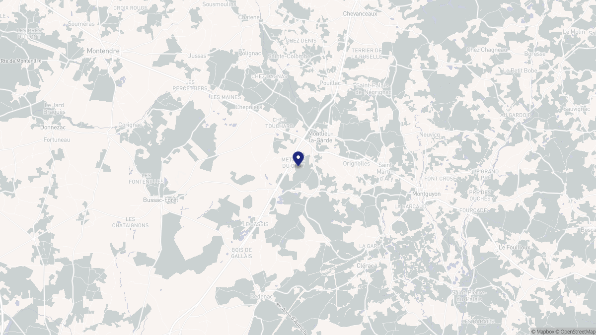 Aperçu cartographique de Montlieu-la-Garde, centré sur la commune