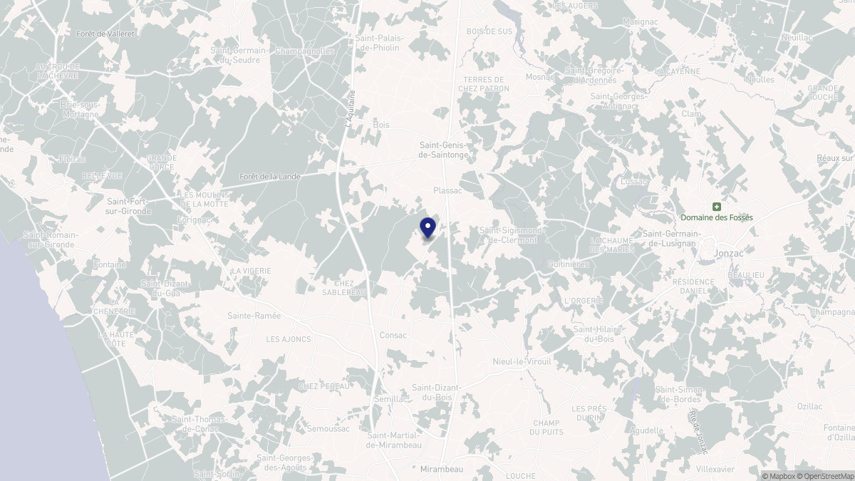 Aperçu cartographique de Plassac, centré sur la commune