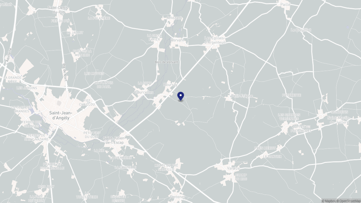 Aperçu cartographique de Poursay-Garnaud, centré sur la commune