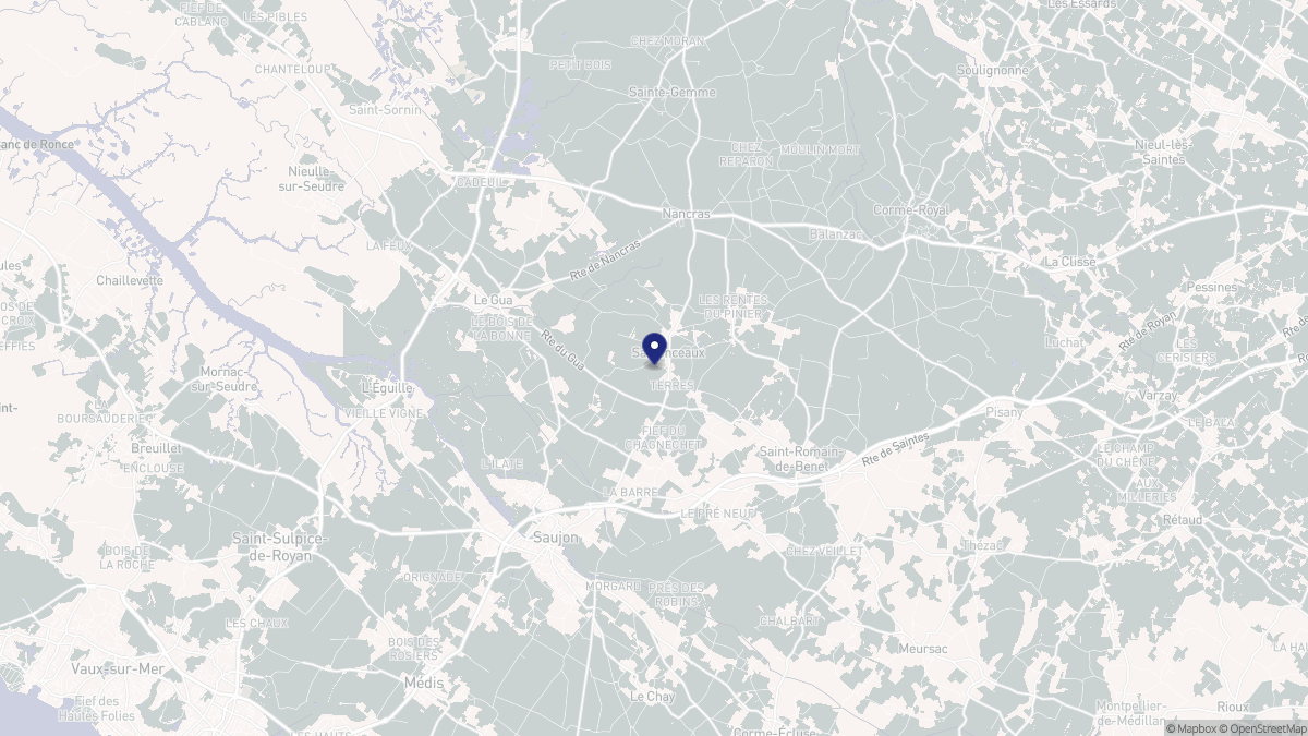 Aperçu cartographique de Sablonceaux, centré sur la commune