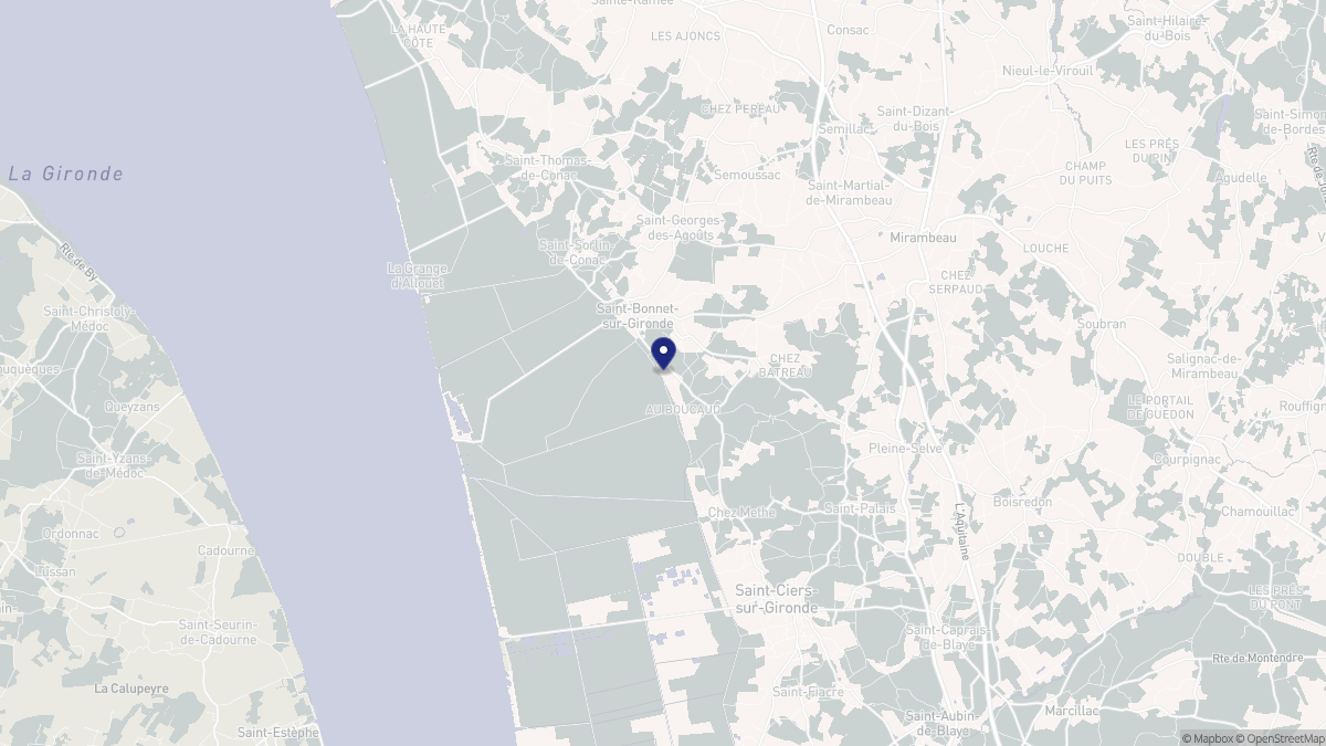 Aperçu cartographique de Saint-Bonnet-sur-Gironde, centré sur la commune