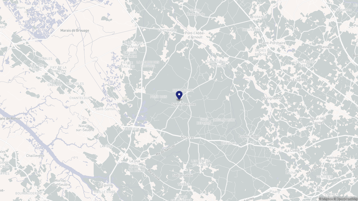 Aperçu cartographique de Sainte-Gemme, centré sur la commune