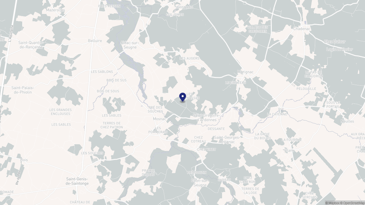 Aperçu cartographique de Saint-Grégoire-d'Ardennes, centré sur la commune